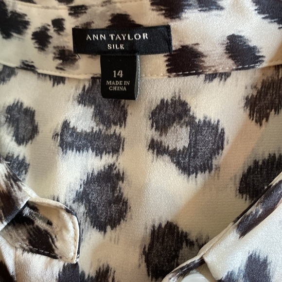 Sale! Ann Taylor Silk animal print leopard print blouse tunic - size 14 - Picture 4 of 5